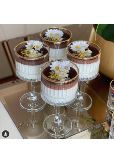 Paşabahçe Elysia 500 Cc Yaldızlı Ayaklı Kase Sunum Bardağı 4 Adet 078Oa 440437-Gold