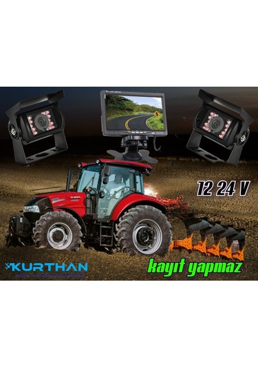 Tarımsal Araç 7 İnç Monitör 2 Adet Kamera Seti 12 24 Volt