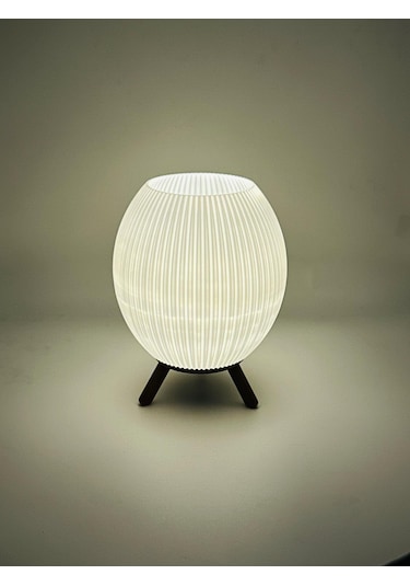 Küre Tasarım 3d Baskı 13 Cm Masa Lambası Pilli Mum Işıklı Dekoratif Gece Lambası Beyaz