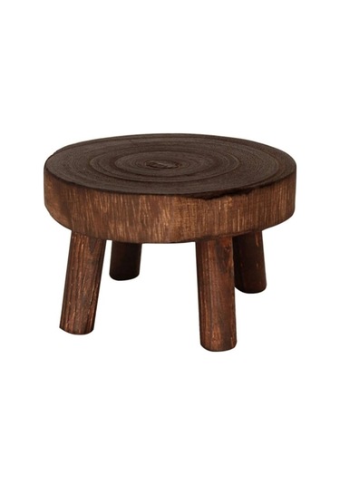 Palet Formatında Mini Ahşap Sergileme Standı, Dekoratif Yuvarlak Kaide, Koyu