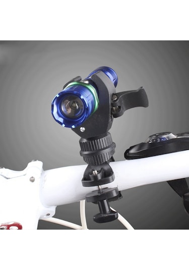 Hombey Siyah Bisiklet Fener Tutucu 360 Derece Döner U Tipi Led El Feneri Klipsi 20-35mm Direk Uyumlu Bisiklet Aksesuarı Siyah