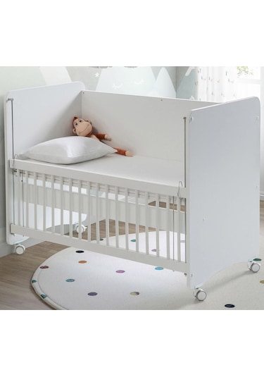 Bw1060 - Pratik Tekerlekli Anne Yanı Beşik Beyaz 60 X 120 Beyaz