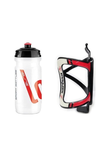 Elite Loli Bisiklet Matarası 600 Ml Loli Performance Bisiklet Suluğu + Matara Kafesi Beyaz - Kırmızı