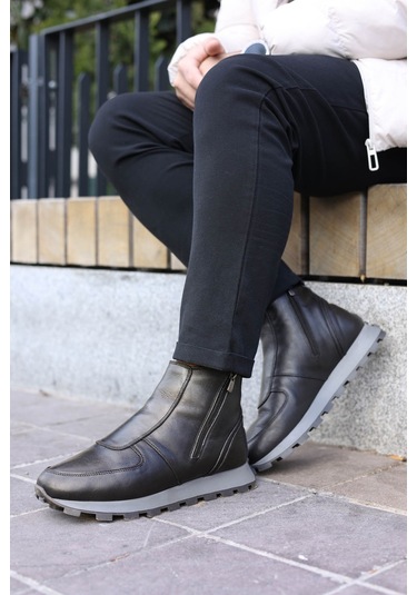 Hakiki Deri Kürklü Erkek Klasik Bot 154kma1712 Siyah