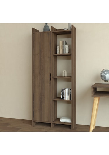 Offer Çok Raflı, Tek Kapaklı Kitaplık Kilim - 180 Cm, Ev-ofis, Kütüphane - Kahverengi Kahverengi