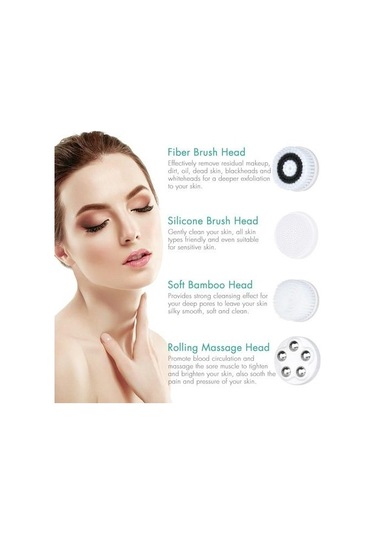 4 In 1 Yüz Temizleme Fırça Sonic Yüz Temizleme Aracı Peeling Yüz Fırça Yüz Spa Kiti Cilt Güzellik Makinesi Tabanlı Powered Yüz Temizleme Cihazları Ieu814 Beyaz