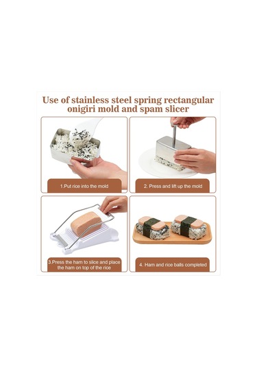 Gildedwill Onigiri Kalıp Seti Paslanmaz Çelik Musubi Kalıbı, Dilimleyici, Üçgen Pirinç Topu Kalıbı Ve Pirinç Kaşığı Musubi Pres Kalıbı