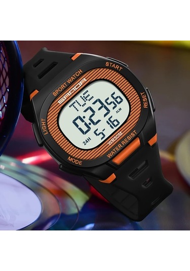 Primepickings Erkek Ve Kadın Spor Digital Led Saat, Kronometre Geri Sayım Zamanlayıcı Siyah-1 Diğer