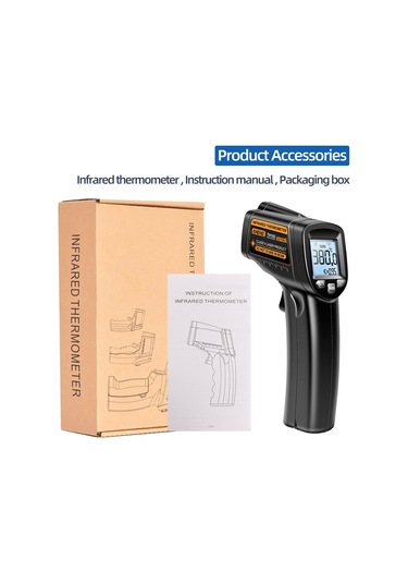 Aneng Th103 Dijital Kızılötesi Termometre Sıcaklık Tabancası -20 - 380 Derece Santigrat El Temassız Ters Ekran Endüstriyel Alet - Turuncu