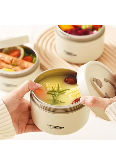 3'lü Katlanabilir Termal Yemek Kabı Seti - Izolasyonlu Taşınabilir Öğle Yemeği Saklama Kutusu, Yetişkin Ve Çocuklar İçin Pratik Yemek Taşıma Çantası Beyaz