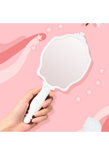 Vkemall Hold Lıve Zarif Oymalı Giyinme Aynası Taşınabilir El Makyaj Aynası Doğal Şeffaf