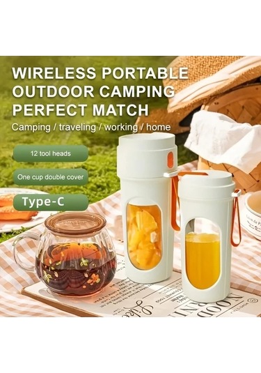 Fastbuy Yeşil Kablosuz Taşınabilir Elektrikli Meyve Sıkacağı Blender 12 Bıçaklı Güçlü Mikser Yeşil