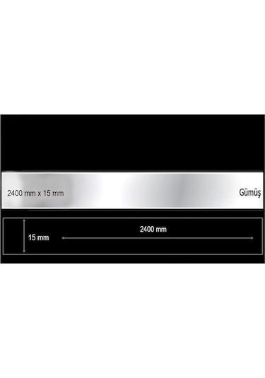 Dekoratif Aynalı Pleksi Şerit Süs Gümüş 15 Mm X 2400 Mm Mobilya Gümüş