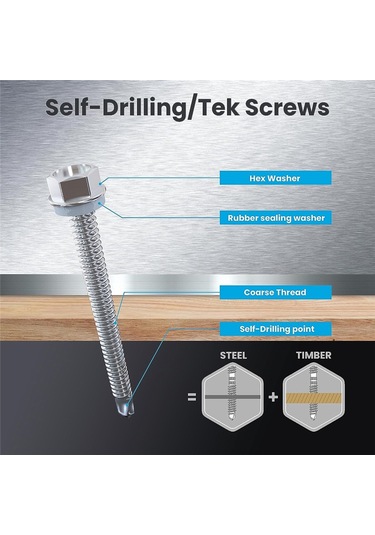 Xurunkeji 200 Adet 8 X 1/2 İnç İla 1-1/4 İnç Kendiliğinden Delinebilen Vidalar Metal, Paslanmaz Çelik Sac Vidalar, İnşaat Ve Onarım İçin 17x14x3cm