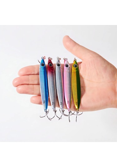 Tenfowee 40g Ultra Uzun Atış Demir Plaka Yem Seti, 5 Adet Renkli Luya Yemi, 3d Balık Gözü, Yüksek Dayanıklı Karbon Çelik, Deniz Balıkçılığı İçin