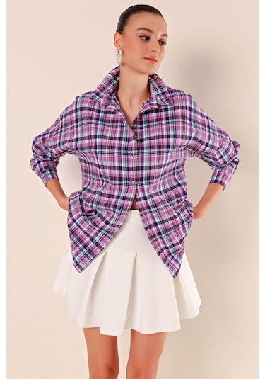 Bigdart 3900 Oversize Uzun Basic Gömlek - A. Mor 001