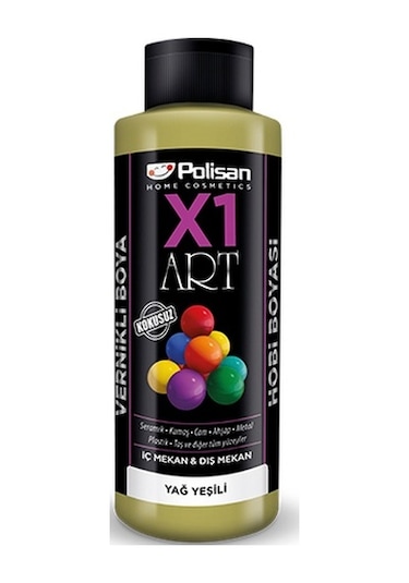 Polisan X1 Art Vernikli Hobi Boyası Yağ Yeşili 120 ML