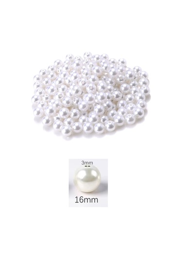 1.000 Gram 1 Kg. 16mm Beyaz Renk Plastik İnci Boncuk Çanta Ve T