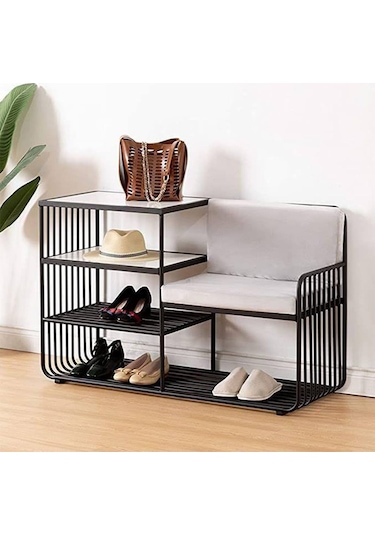 Rebeca Siyah Metal Benç Ayakkabılık