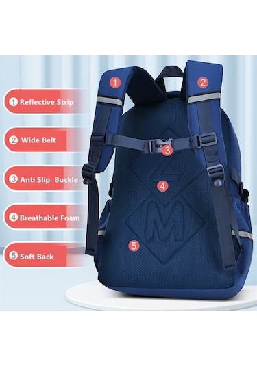 Maoyaya Fengdong Erkek Okul Çantası, Su Geçirmez, Büyük Kap, İlkokul Malzemeleri, Ergonomik Tasarım 42017469 Mavi