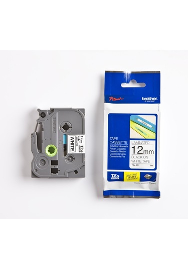 BROTHER P-TOUCH TZE-231 TZE-TAPE 12MM BEYAZ ÜZERİNE SİYAH LAMİNAS