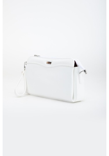 Kadın Portföy Cüzdan Çanta Beyaz 3 Bölmeli Uzun Kısa Askılı-3223 Beyaz