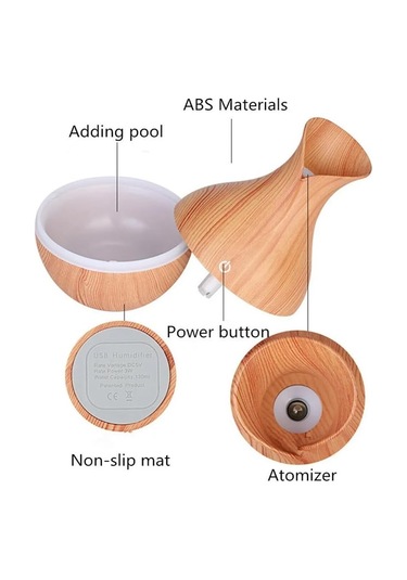 Mobgift Ahşap Görünümlü Ledli Buhurdanlık Difüz Bej