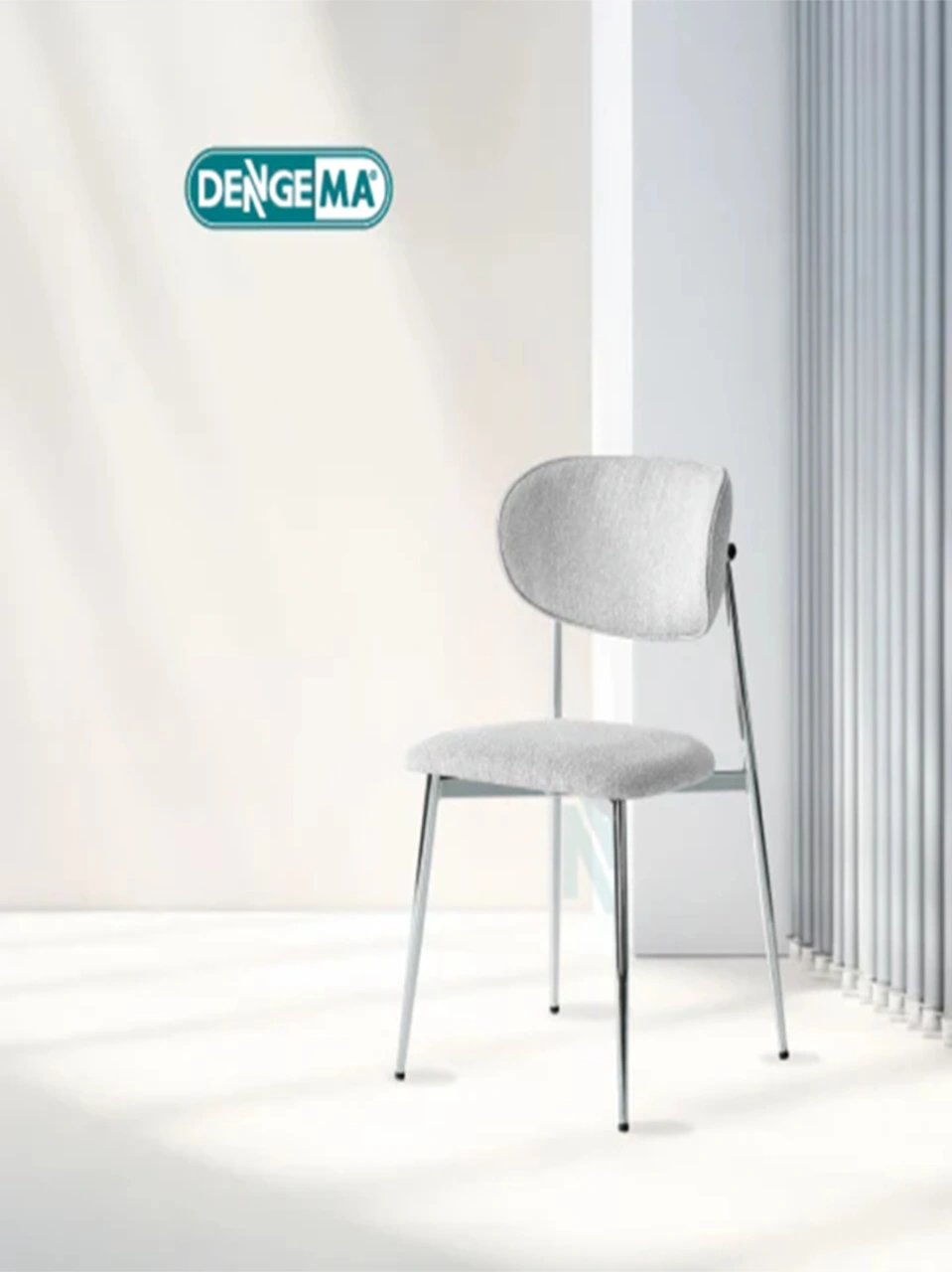 Dengema Laila S80 Sandalye Gri Kumaş, Krom Metal Ayak Gri - Krom Ayak