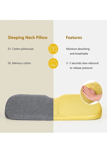 Servikal Yastık, Hafızalı Köpük Kontur Yastığı, Yan Uyuyan Yatak Gri