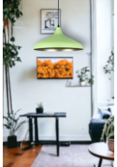 Nil Cafe Yeşil İçi Gold Renk Sarkıt Cafe - Mutfak Tekli Avize Altın - Yeşil