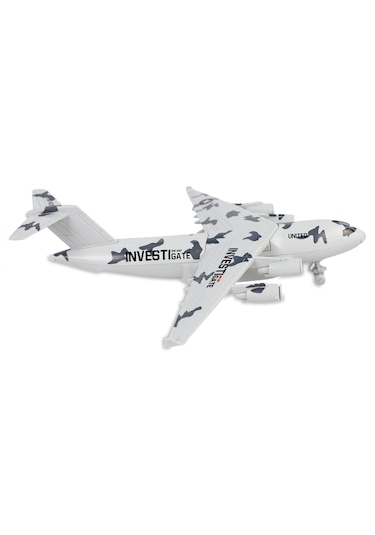 Diecast Metal Askeri Kargo Uçağı Gri Sesli Işıklı