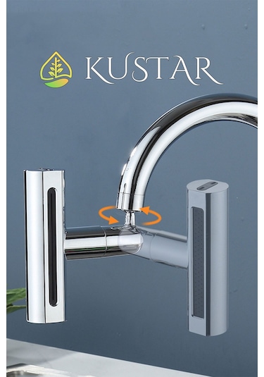 Kustar Krom Tasarruflu 4 Modlu Şelale Ayarlanabilir Musluk Başlığı Mutfak Eviye Bataryası Lavabo Bataryası
