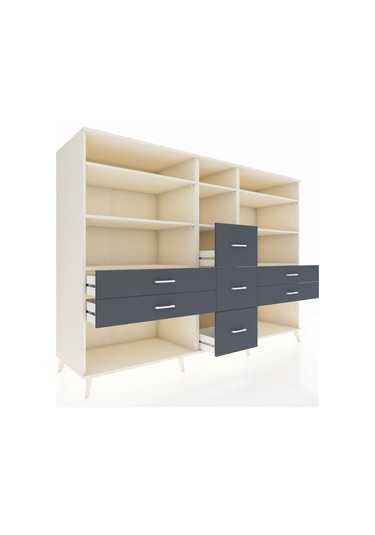 Kronos Dolap 8 Raflı 7 Çekmeceli 220x59x163 Aytaşı-aytaşı/antras Aytaşı-aytaşı/antrasit