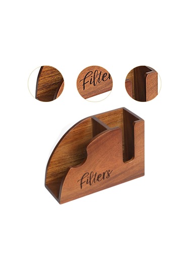 Suntek Ahşap Kahve Filtre Tutucu Modern Stand Kutusu Tezgah Kahverengi