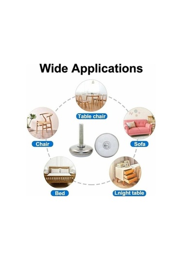 Flybuy Bosphorusboutique Mutfak Sandalye Ayakları 25mm Ayarlanabilir Dişli Şimli Sandalye Şaft Paketi Beyaz M8 -