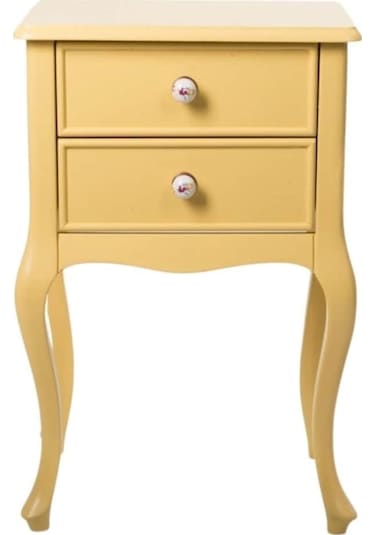 Roys Ahşap 2 Çekmeceli Masif Lake  Sarı Komodin  Telefonluk