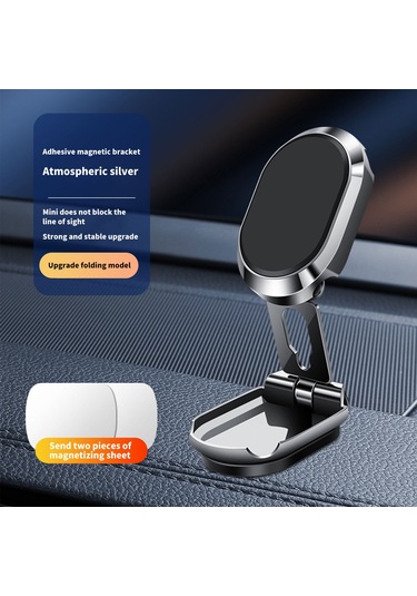 Teltree Magneetik Araç Telefon Stantı - Tüm Modeller İçin Katlanabilir, 360 Döner, Görünümü Engellemeyen, Sert Alüminyum, Temperament Gümüş GÜMÜŞ