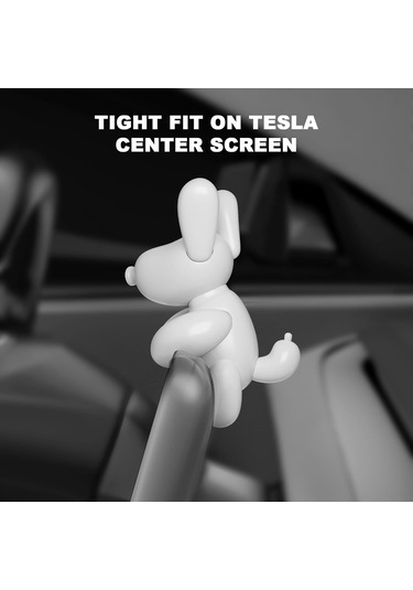 Lemestar Tesla Model Y/3 İçin Orta Ekran Mini Beyaz Köpek Figürü, Araç İç Dekorasyonu - 1 Adet