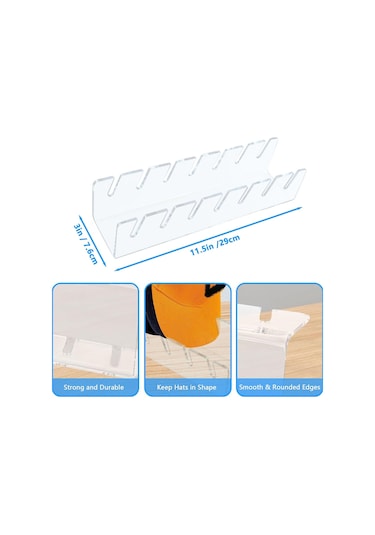 Padalink 2 Adet Akrilik Şapka Rafı - Transparent N Tipi Organizatör - 290x76x58mm - Ev Dekorasyonu Ve Depolama - Şapka, Güneş Gözlüğü Tutucu Şeffaf