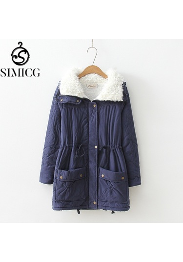 Kadın İş Kıyafeti Kuzu Derisi Kalın Sıcak Ceket Lacivert