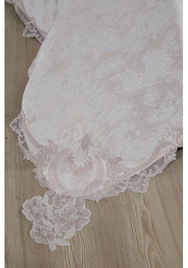Çeyiz Diyarı Fransız Dantelli Edge Çift Kişilik Yatak Örtüsü 230x250 Cm Krem