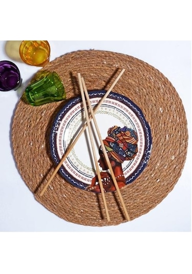 Hasır Amerikan Servisi - 4 Lü Hasır Amerikan Servisi Kahverengi