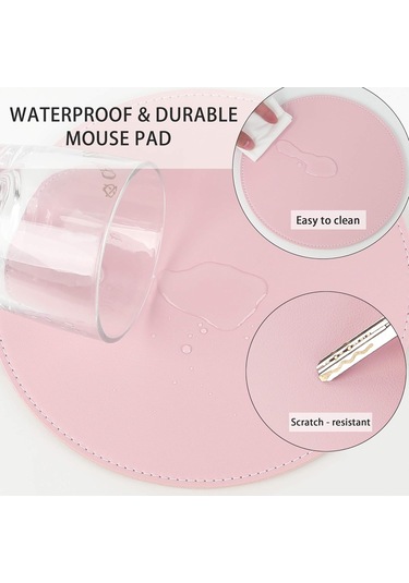 2'li Paket İnce Su Geçirmez Pu Deri Mouse Pad Dikişli Kenarlar Diğer