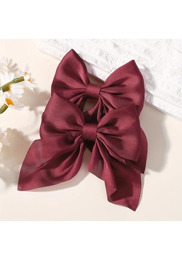 Willowhaven 2'li Paket Şık Kurdeleli Saç Aksesuarları - Burgundy Renk, Tüm Saçlar Ve Durumlar İçin Bordo Rengi