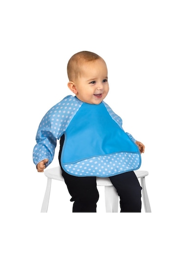 Sevi Bebe 54 Eko Kollu Mama Önlüğü Mavi