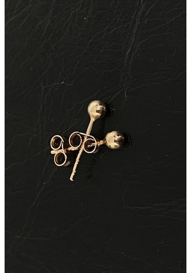 Zümrüt Sarraf 14 Ayar Altın Rose Renk Top Erkek Küpe