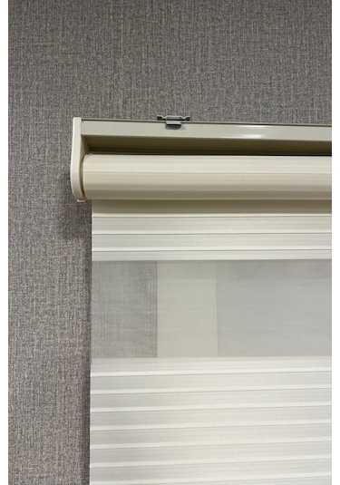 Zebra Stor Perde Geniş Plise Güneşlik Perde Krem Krem