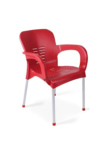 Hesaplimagazam 4 Adet Metal Ayaklı Plastik Sandalye 6 Renk Kollu Koltuk