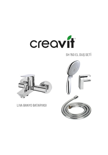 Creavit Sh150 Mafsallı El Duş Seti 3f Ve Liva Banyo Bataryası Krom