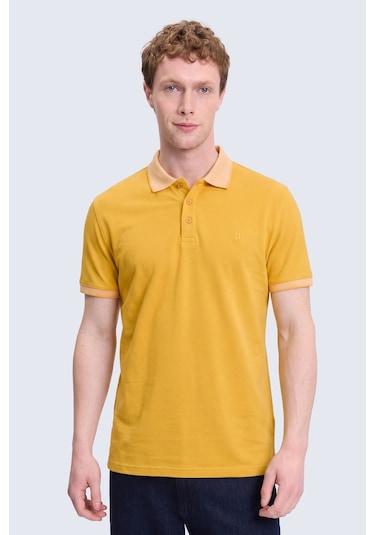 Hatemoğlu Sarı Regular Fit Polo Yaka 100 Pamuklu Tişört Açık Sarı